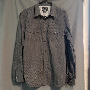 Gibson Men's Black and Orange Patterned Button Up Shirt